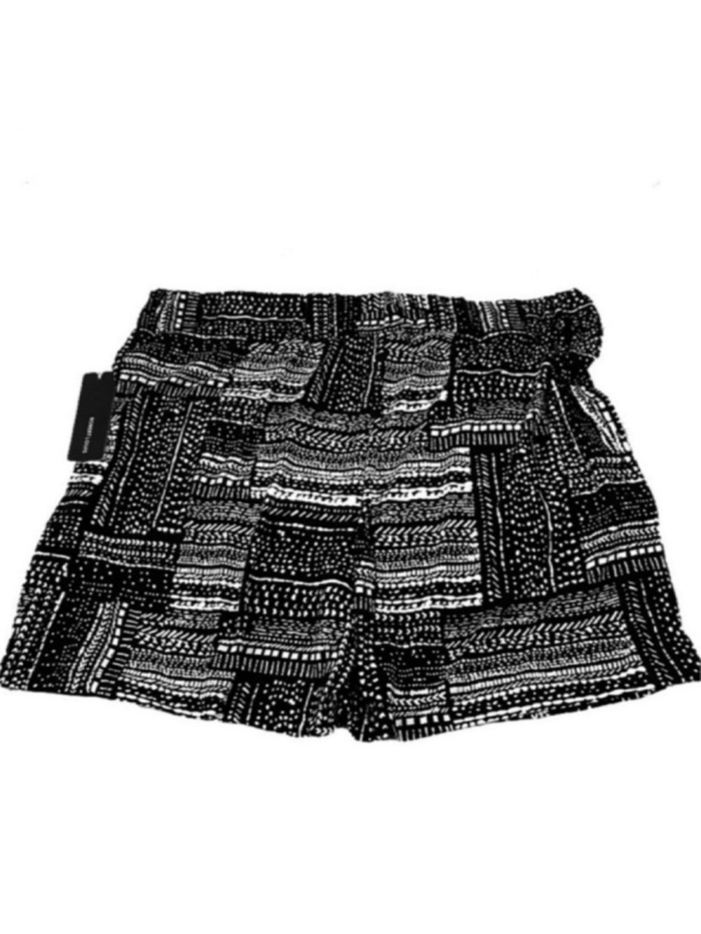 NEW Robert Louis Pull-on Jersey Shorts Pockets High Waist Black White Size XL